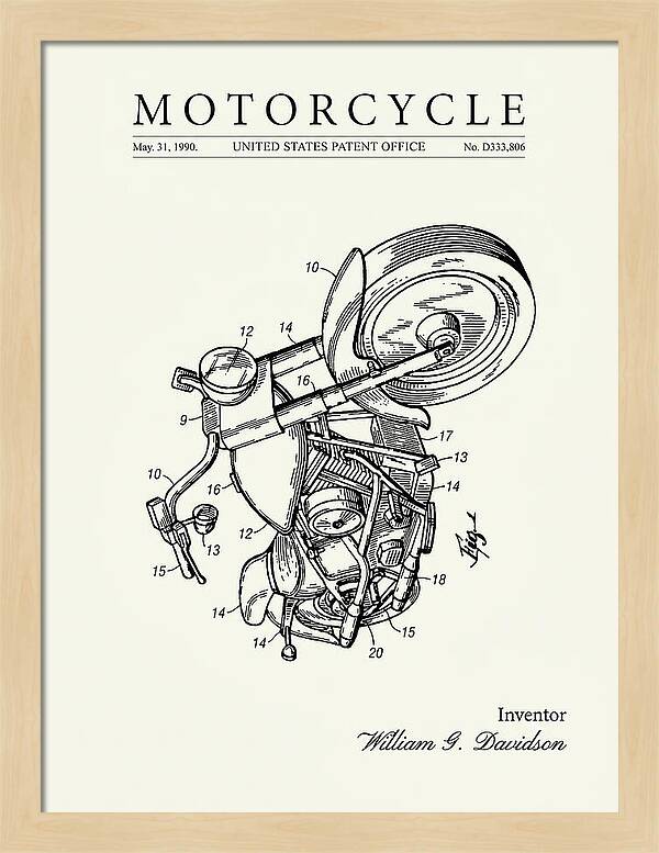 Harley Davidson Motorcycle Minimalist Patent Usd333806s