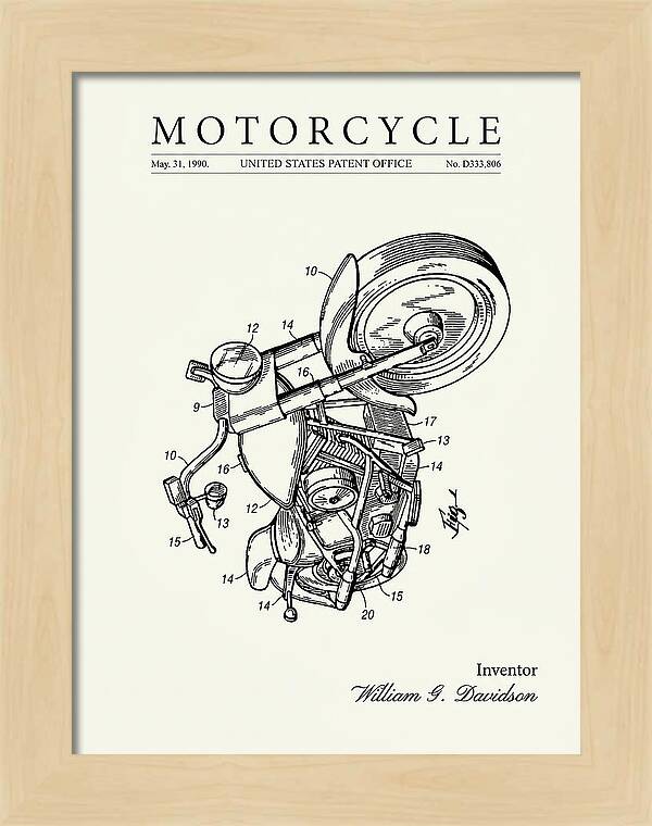 Harley Davidson Motorcycle Minimalist Patent Usd333806s