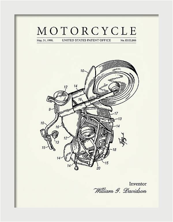 Harley Davidson Motorcycle Minimalist Patent Usd333806s