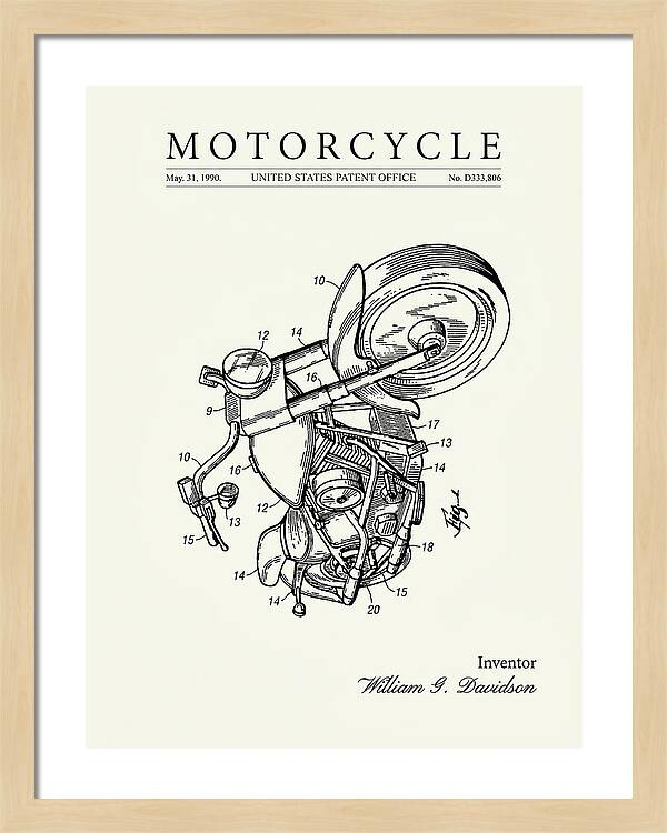 Harley Davidson Motorcycle Minimalist Patent Usd333806s