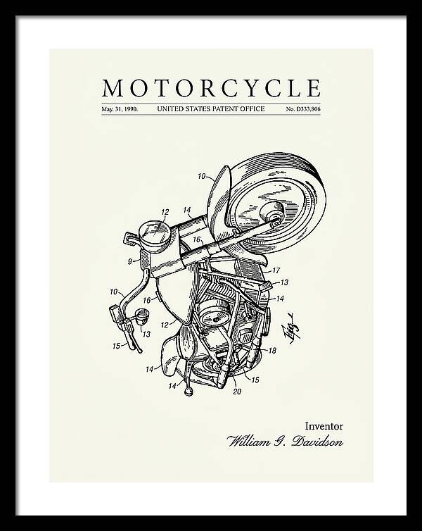 Harley Davidson Motorcycle Minimalist Patent Usd333806s