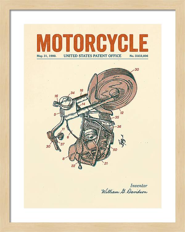 Harley Davidson Motorcycle Retro Patent Usd333806s
