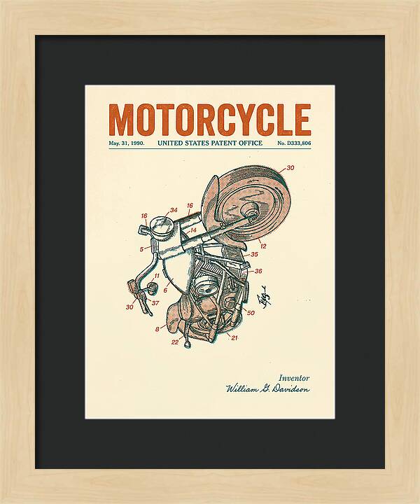 Harley Davidson Motorcycle Retro Patent Usd333806s