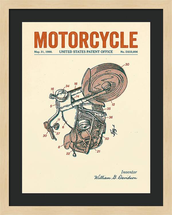 Harley Davidson Motorcycle Retro Patent Usd333806s