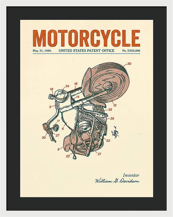 Harley Davidson Motorcycle Retro Patent Usd333806s