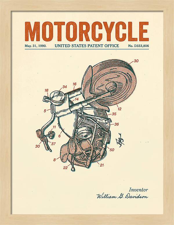 Harley Davidson Motorcycle Retro Patent Usd333806s