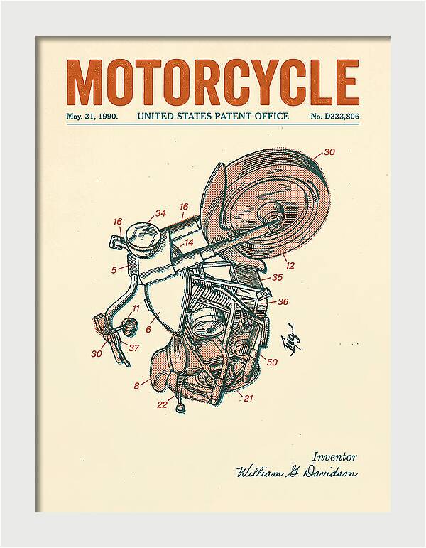 Harley Davidson Motorcycle Retro Patent Usd333806s