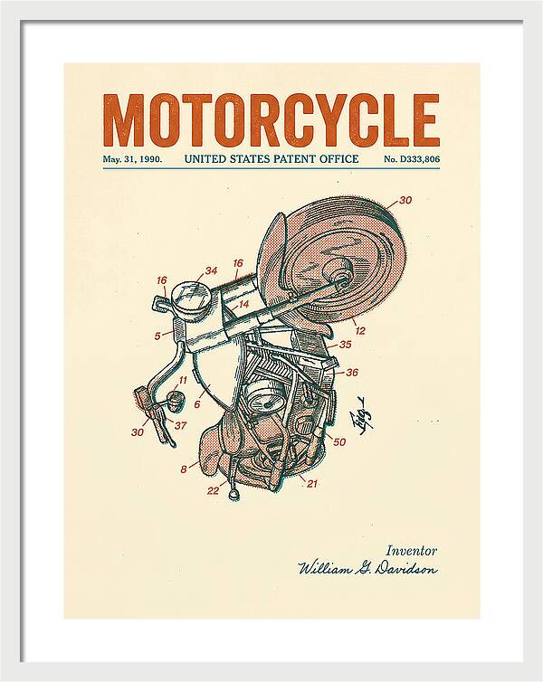 Harley Davidson Motorcycle Retro Patent Usd333806s