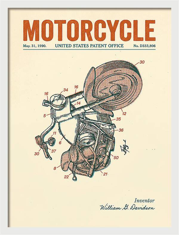 Harley Davidson Motorcycle Retro Patent Usd333806s