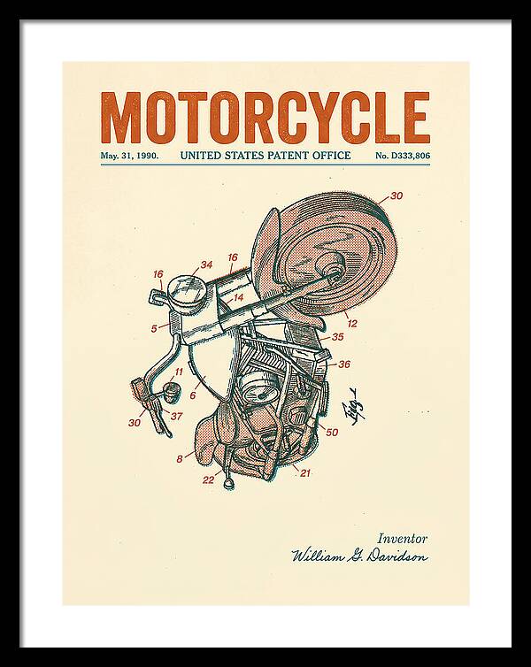 Harley Davidson Motorcycle Retro Patent Usd333806s