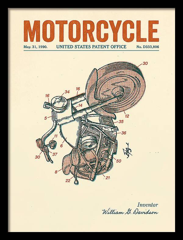 Harley Davidson Motorcycle Retro Patent Usd333806s