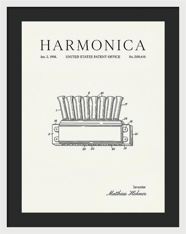Harmonica Minimalist Patent Usd39410s