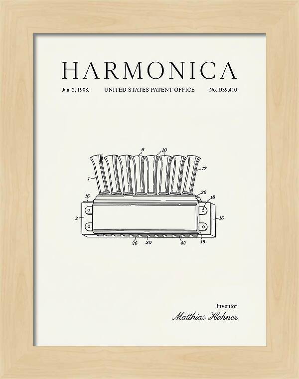 Harmonica Minimalist Patent Usd39410s