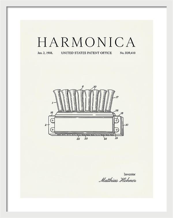 Harmonica Minimalist Patent Usd39410s