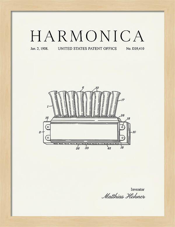 Harmonica Minimalist Patent Usd39410s