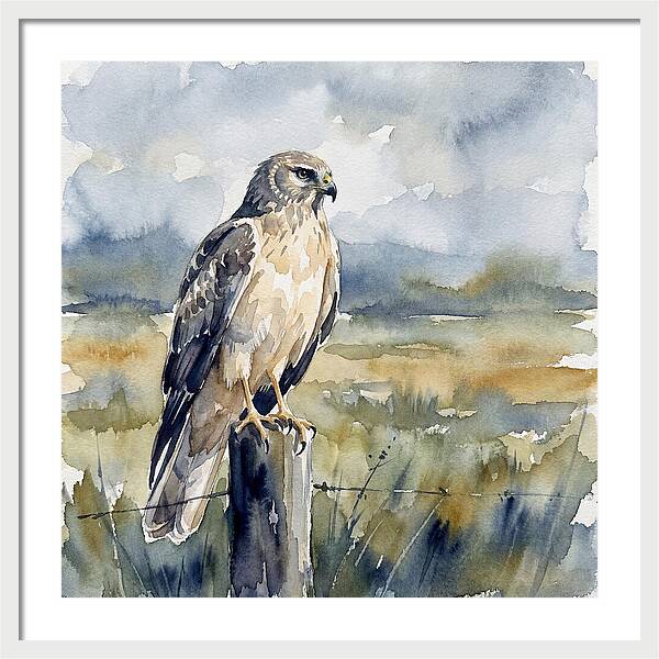Harrier Perched In Nature