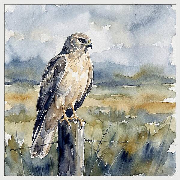 Harrier Perched In Nature