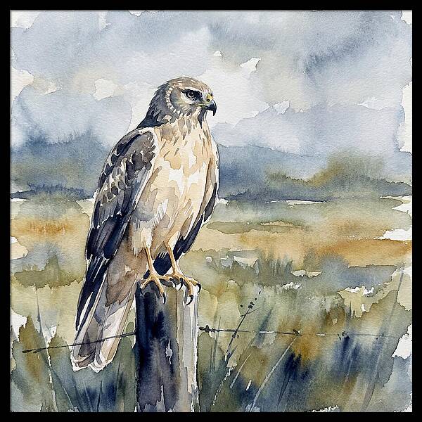 Harrier Perched In Nature
