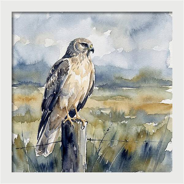 Harrier Perched In Nature