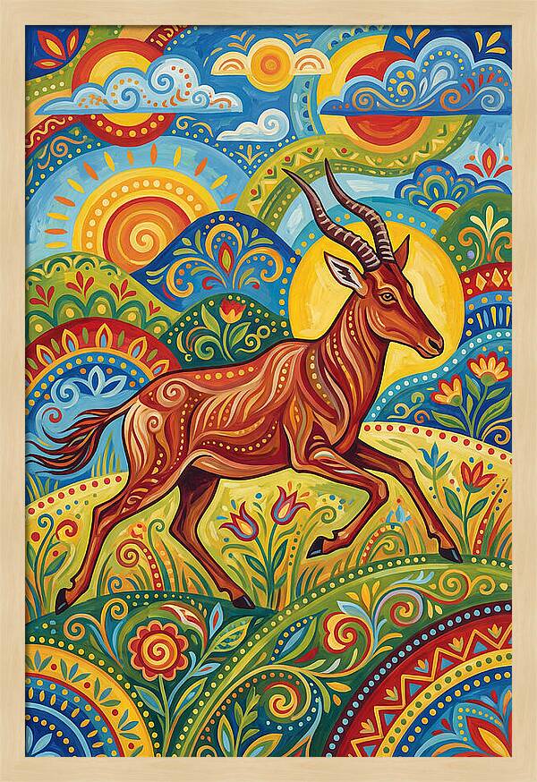Hartebeest In Vibrant Landscape
