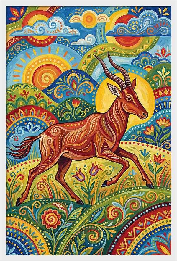 Hartebeest In Vibrant Landscape