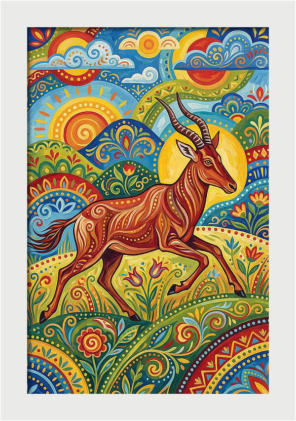 Hartebeest In Vibrant Landscape