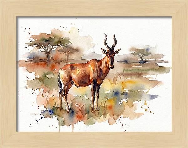 Hartebeest In Watercolor Splendor