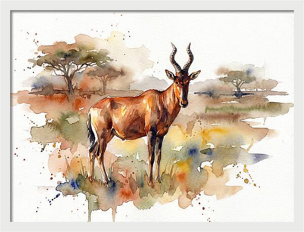 Hartebeest In Watercolor Splendor