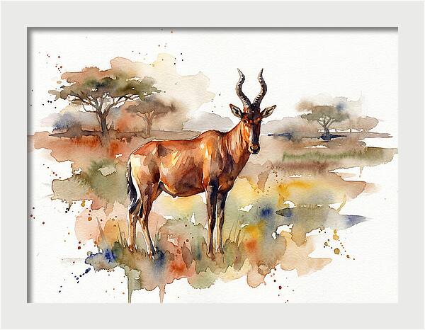 Hartebeest In Watercolor Splendor