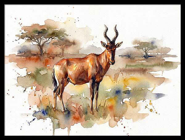 Hartebeest In Watercolor Splendor