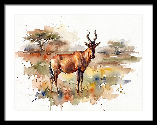Hartebeest In Watercolor Splendor