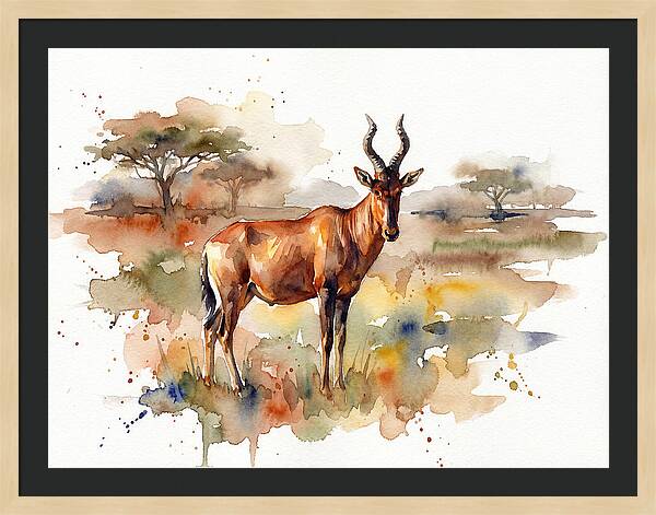 Hartebeest In Watercolor Splendor