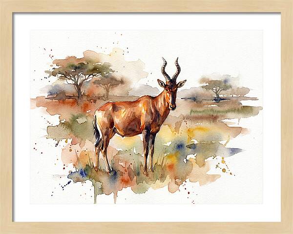 Hartebeest In Watercolor Splendor