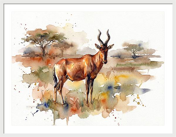 Hartebeest In Watercolor Splendor