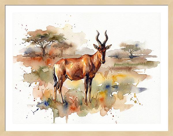 Hartebeest In Watercolor Splendor