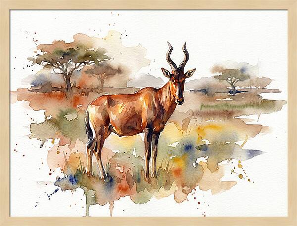 Hartebeest In Watercolor Splendor