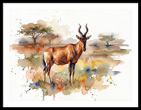 Hartebeest In Watercolor Splendor