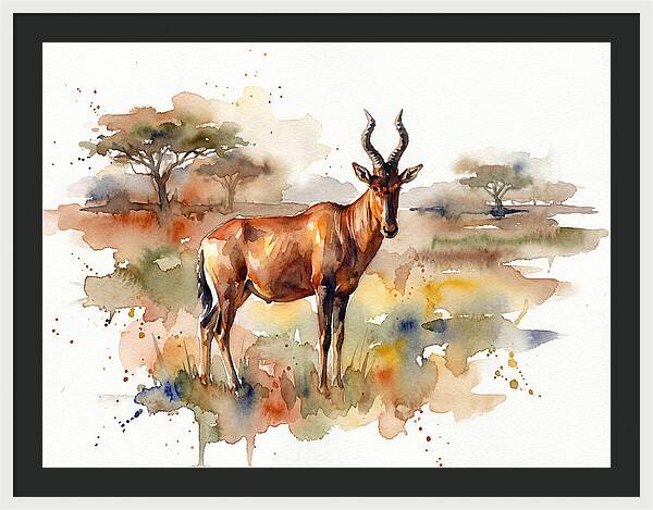 Hartebeest In Watercolor Splendor