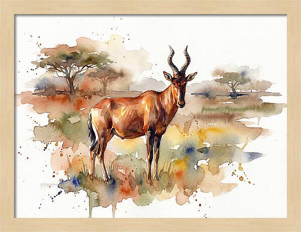 Hartebeest In Watercolor Splendor