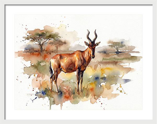 Hartebeest In Watercolor Splendor