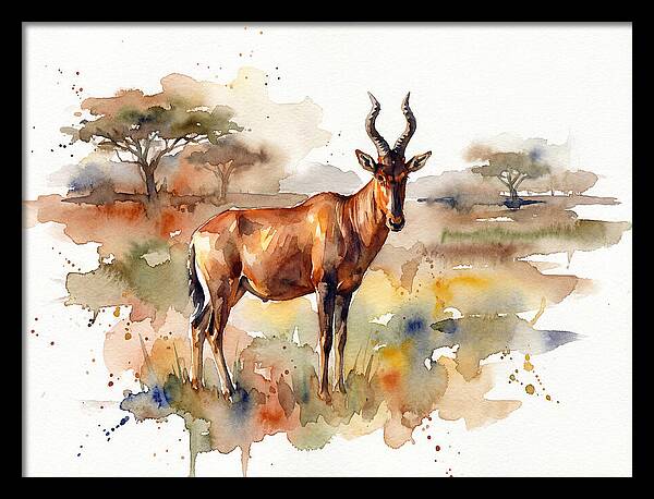 Hartebeest In Watercolor Splendor