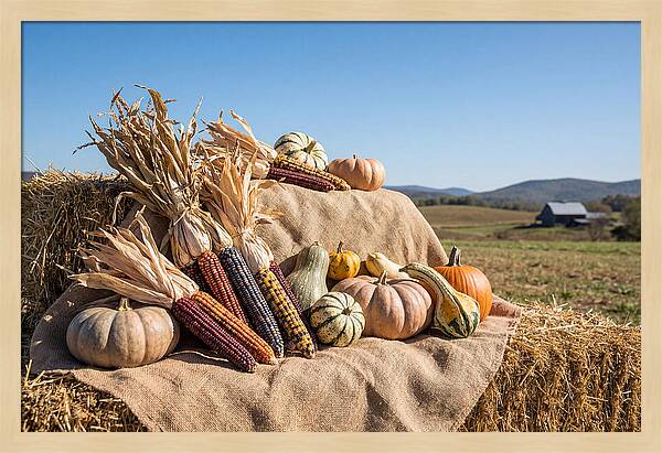 Harvest Arrangement With Corn And Squash