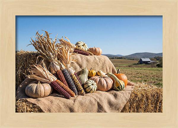 Harvest Arrangement With Corn And Squash