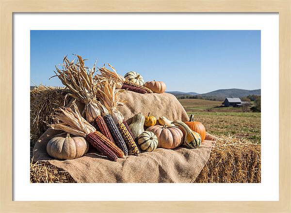 Harvest Arrangement With Corn And Squash