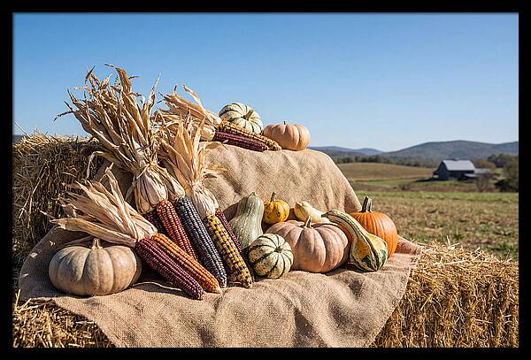 Harvest Arrangement With Corn And Squash