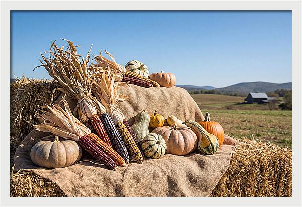 Harvest Arrangement With Corn And Squash