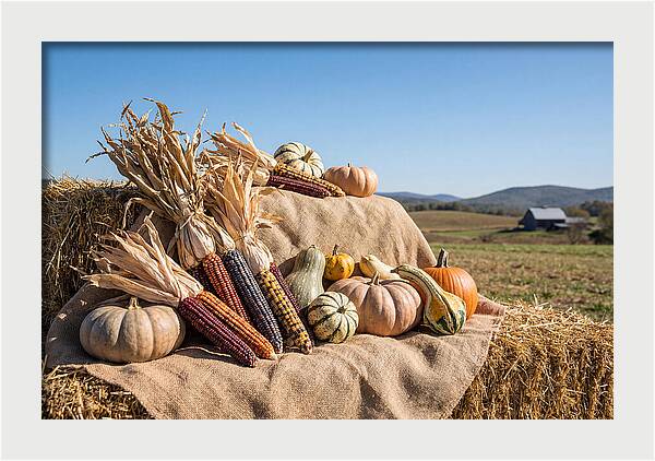 Harvest Arrangement With Corn And Squash