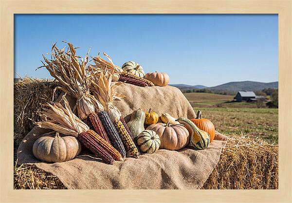 Harvest Arrangement With Corn And Squash