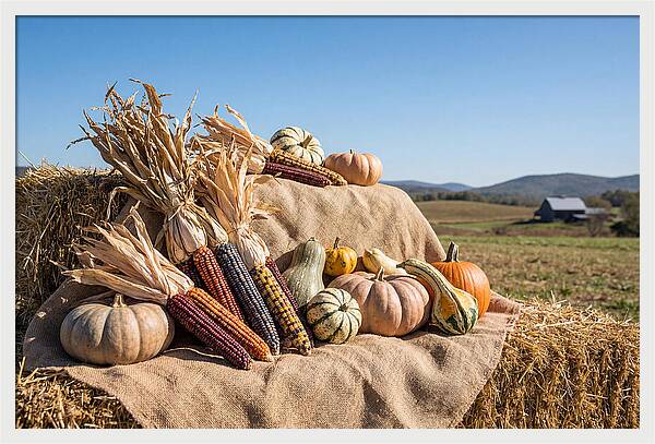 Harvest Arrangement With Corn And Squash