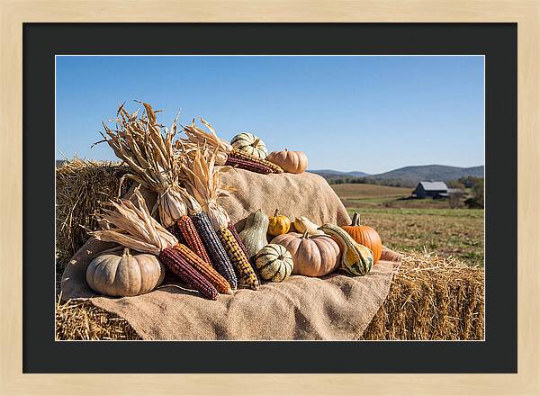 Harvest Arrangement With Corn And Squash